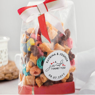A Sweet Thank You Red Hearts Wedding Favour Classic Round Sticker