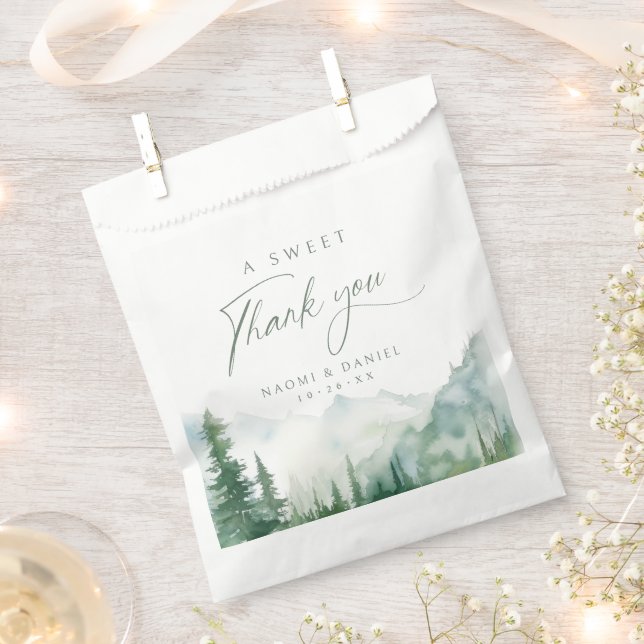 A Sweet Thank You Sage Mountain Forest Rustic Favour Bags (Clipped)