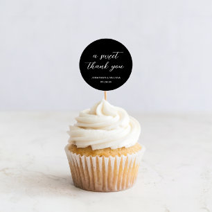 A Sweet Thank You Script Black Wedding Favour Classic Round Sticker