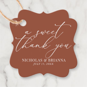 A Sweet Thank You Terracotta Burnt Orange Wedding Favour Tags