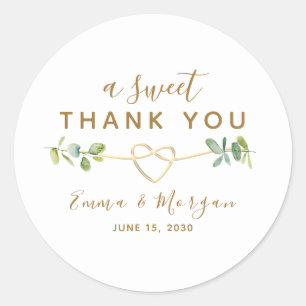 A Sweet Thank You Wedding Classic Round Sticker