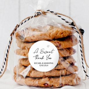A Sweet Thank You Wedding Favor Classic Round Sticker