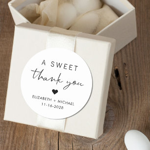 A Sweet Thank You Wedding Favour Classic Round Sticker
