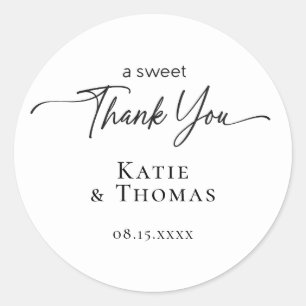 A Sweet Thank You Wedding Stickers Modern Script