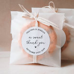 A Sweet Thank You Wedding Sweets Favour Classic Round Sticker<br><div class="desc">A Sweet Thank You Wedding Favour Stickers</div>
