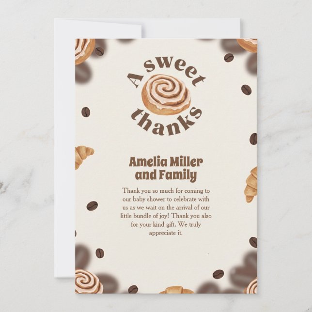 A Sweet Thanks Coffee Theme Thank You Card (Front)