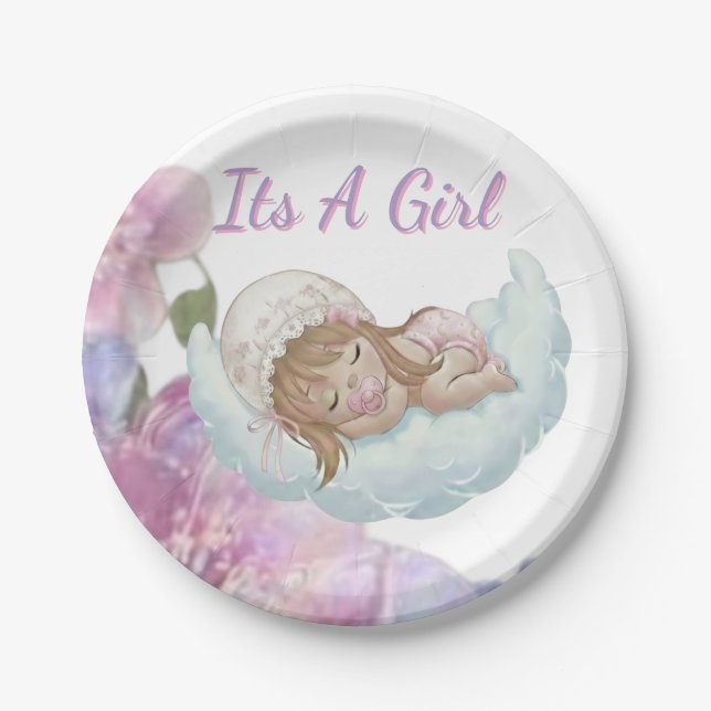 A Sweet Treat For Baby girl shower Paper Plate (Front)