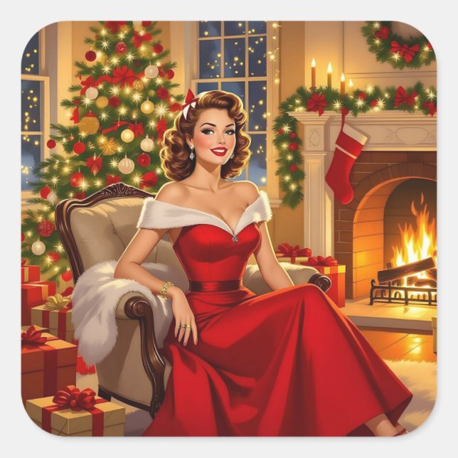 A Sweet Vintage Christmas  Square Sticker (Front)