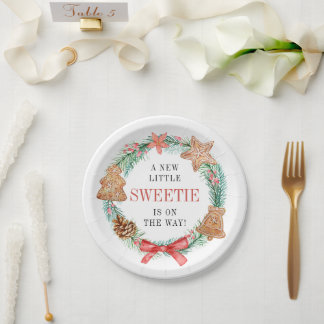 A Sweetie Is On Way Cookie Christmas Baby Shower  Paper Plate