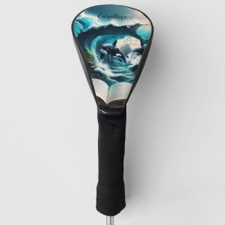A Swimming steampunk Orca in the wave. Golf Head Cover