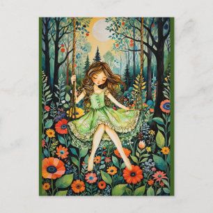 A Swing In Nature Chases The Blues Away Postcard