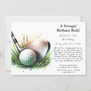 A Swingin' Birthday Bash Tee Up for Fun! Invitation