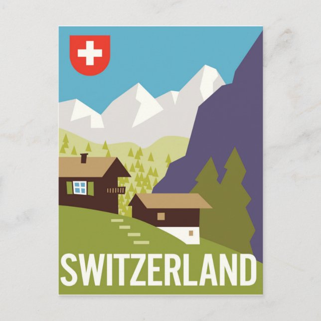 A Switzerland Travel Poster Postcard (Front)