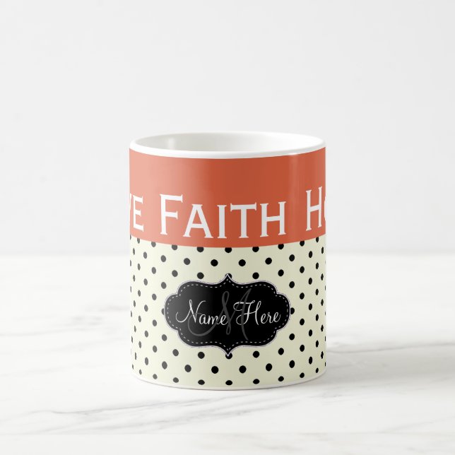 A Symbol of Love, Faith, Hope On Orange White Dots Coffee Mug (Center)