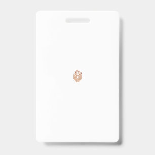 A symmetrical design featuring brown geometric mot ID badge