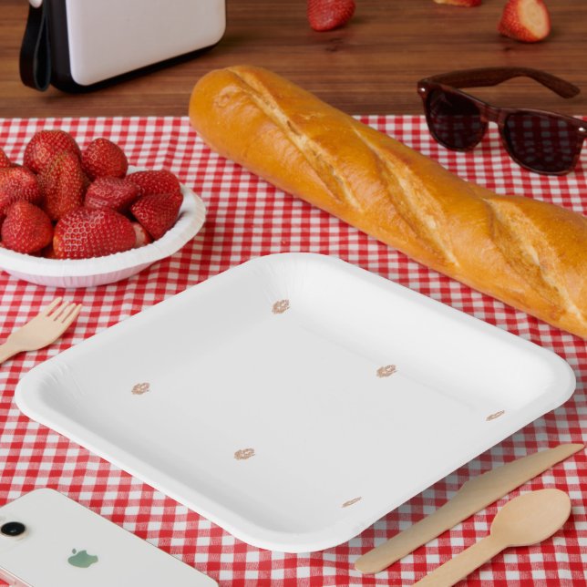 A symmetrical design featuring brown geometric mot paper plate (Picnic)
