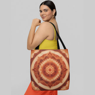A symmetrical mandala design intricate pattern tote bag