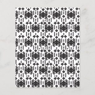 A symmetrical monochrome design featuring intricat flyer