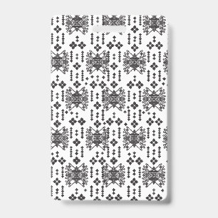 A symmetrical monochrome design featuring intricat ID badge