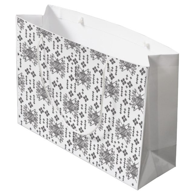 A symmetrical monochrome design featuring intricat large gift bag (Back Angled)