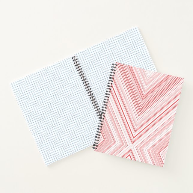  A symmetrical pattern featuring red and pink moti Notebook (Inside)