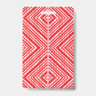 A symmetrical pattern featuring red, orange, and p ID badge