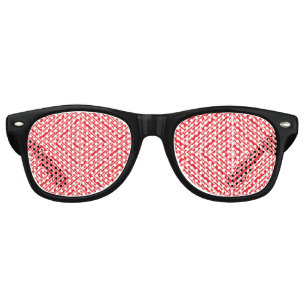 A symmetrical pattern featuring red, orange, and p retro sunglasses