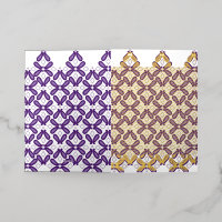 A symmetrical pattern featuring white and purple m