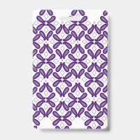 A symmetrical pattern featuring white and purple m