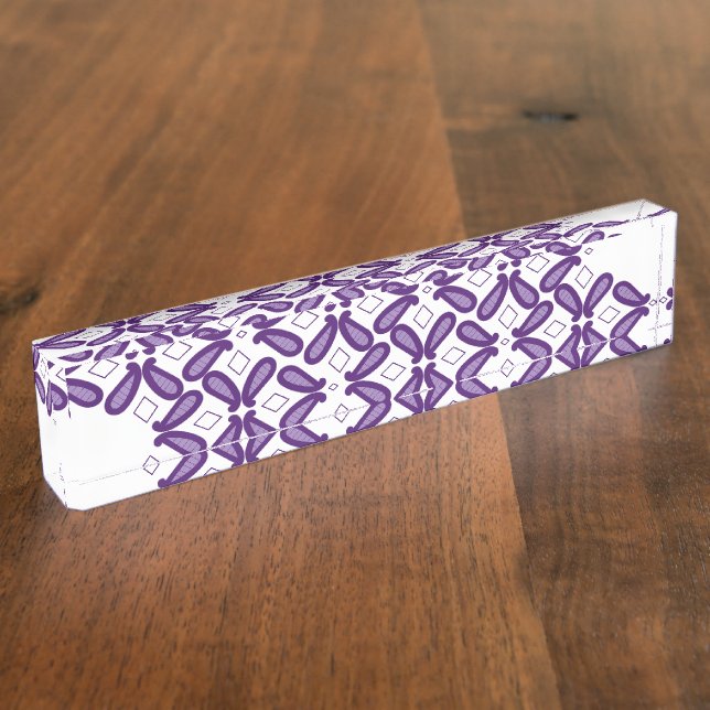A symmetrical pattern featuring white and purple m nameplate (Side)
