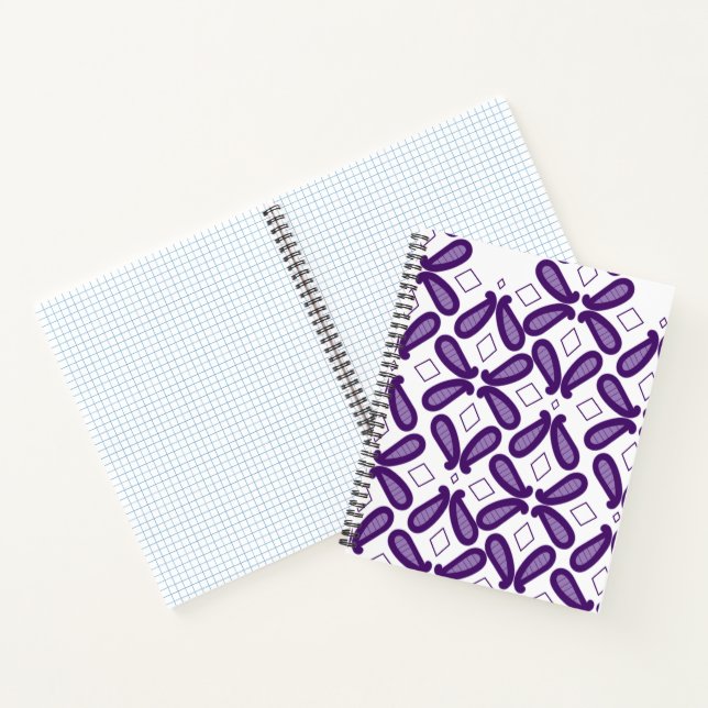 A symmetrical pattern featuring white and purple m notebook (Inside)