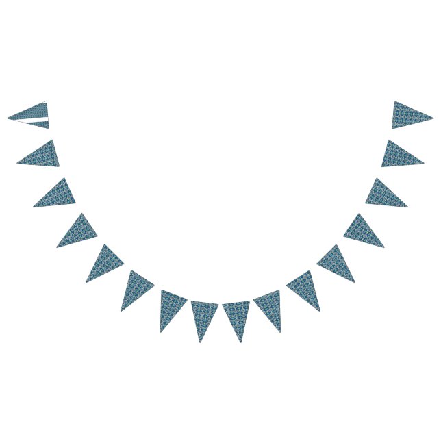 A symmetrical pattern of blue motifs on a textile  bunting  (All)