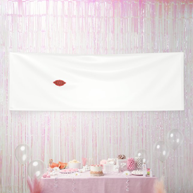 A symmetrical red graphic design featuring geometr banner (Party)