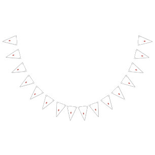 A symmetrical red graphic design featuring geometr bunting 