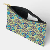 A symmetrical textile design featuring blue and or