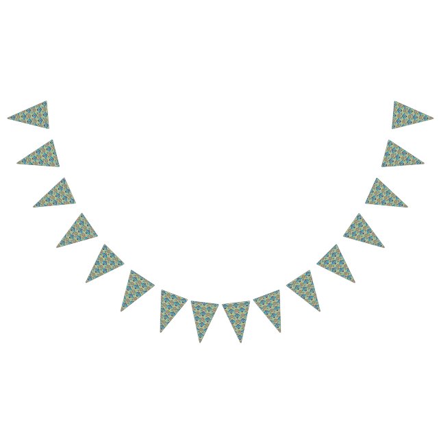 A symmetrical textile design featuring blue and or bunting  (All)