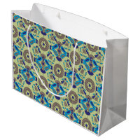 A symmetrical textile design featuring blue and or