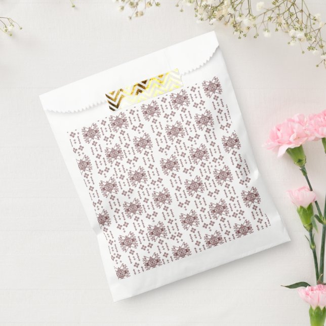 A symmetrical white wrapping paper featuring a rep favour bags (Sealed)