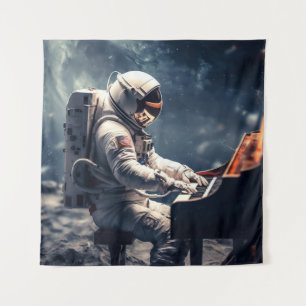A Symphony for the Stars Astronaut Piano on Moon Tapestry