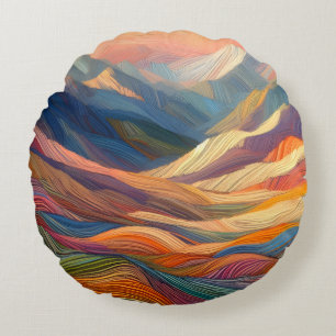 A Symphony of Colourful Patterns Round Cushion