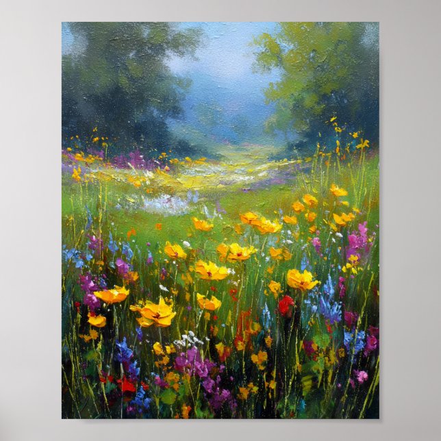 A Symphony of Summer Bloom: Sun-Drenched Wildflowe Poster (Front)