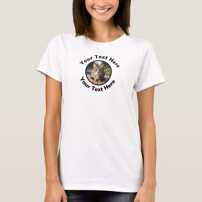 A Tabby Cat T-shirt with Custom Text  (Front)