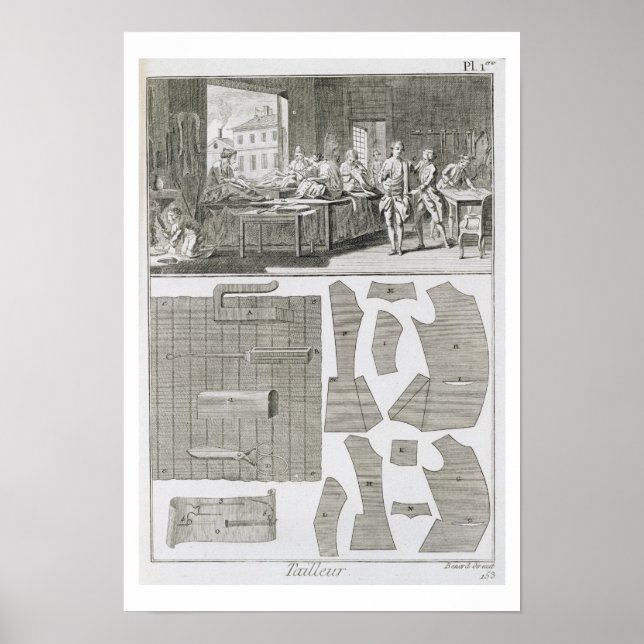 A tailor's workshop and patterns, from the 'Encycl Poster (Front)