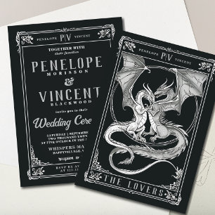 A Tale of Dragon Love Tarot Wedding Invitation