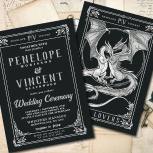 A Tale of Dragon Love Tarot Wedding Invitation