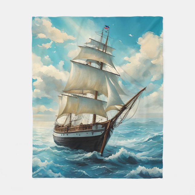 A Tall Ship and Fair Weather Fleece Blanket (Front)