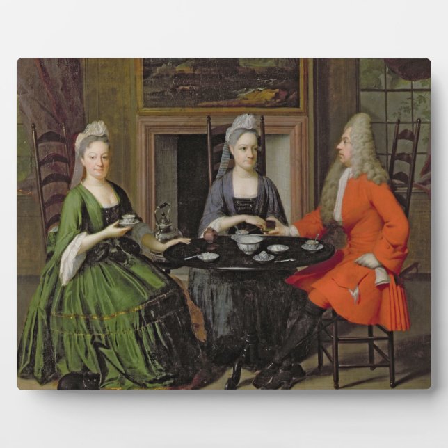 A Tea Party (oil on canvas) Plaque (Front)