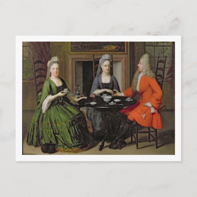 A Tea Party (oil on canvas) Postcard (Front)