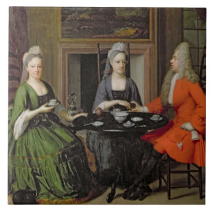 A Tea Party (oil on canvas) Tile