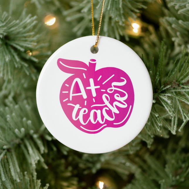 A+ Teach Apple Symbol for Teacher's Day Ceramic Tree Decoration (Tree)